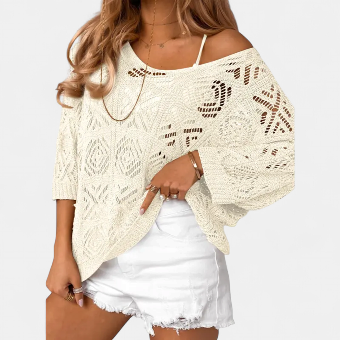 WAVERLY | Crochet Hollow-Out Batwing Sweater
