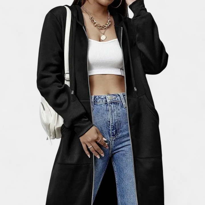 REESE | Cozy Letter-Print Zip-Up Hoodie Cardigan