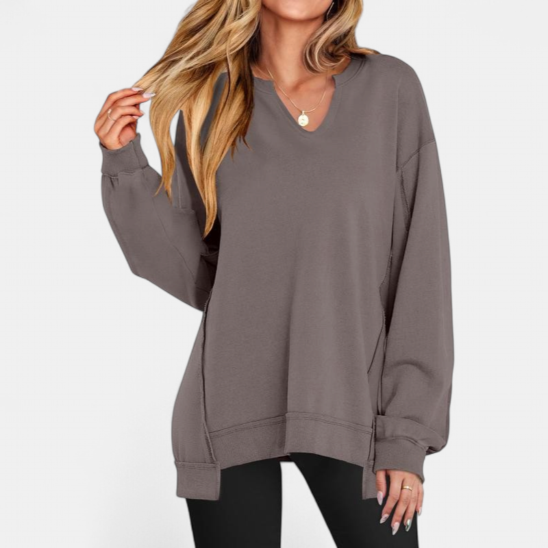 LOREN | Women's Oversized V-Neck Sweatshirt Tunic for Winter