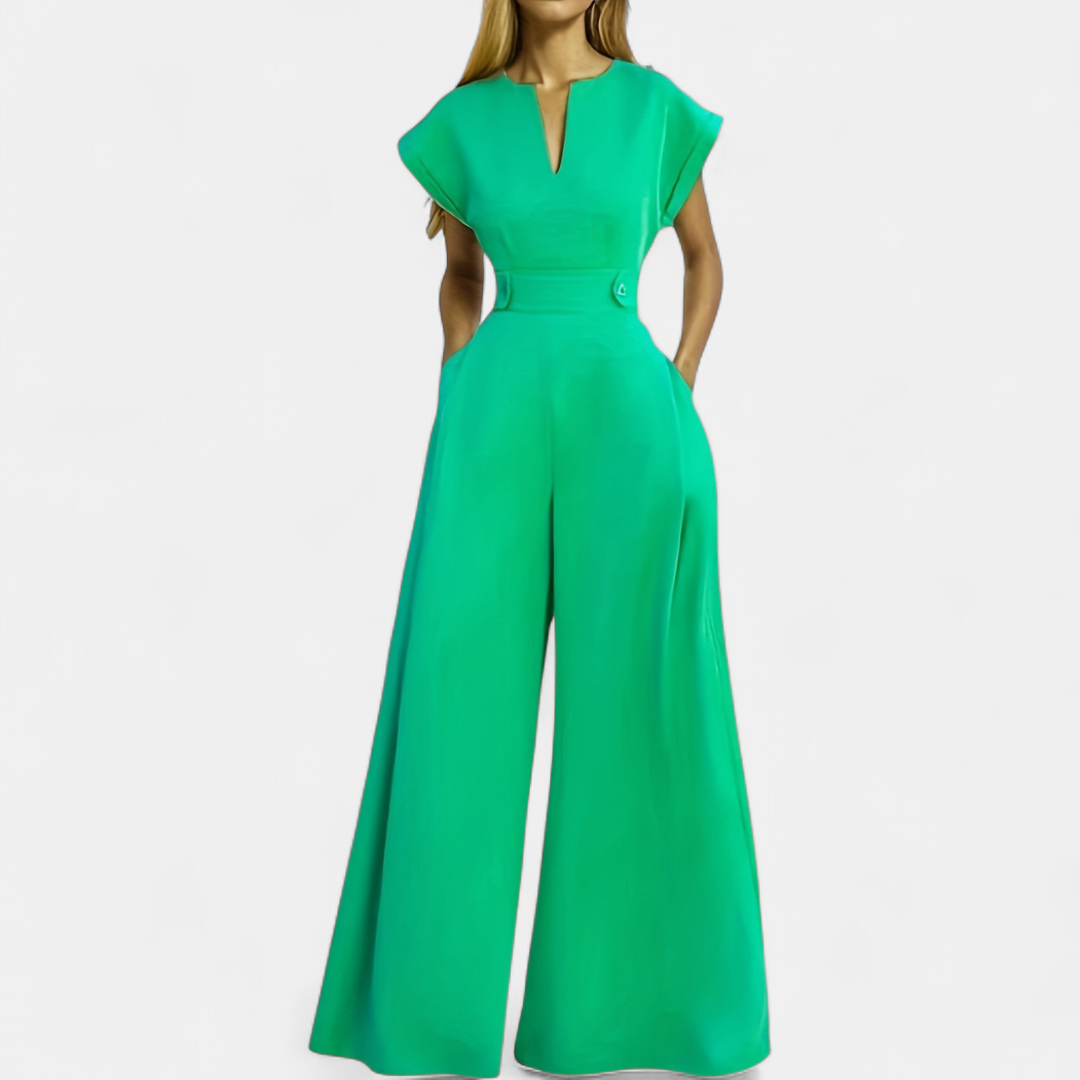 LENNORA | Chic Cap Sleeve Wide Leg Jumpsuit