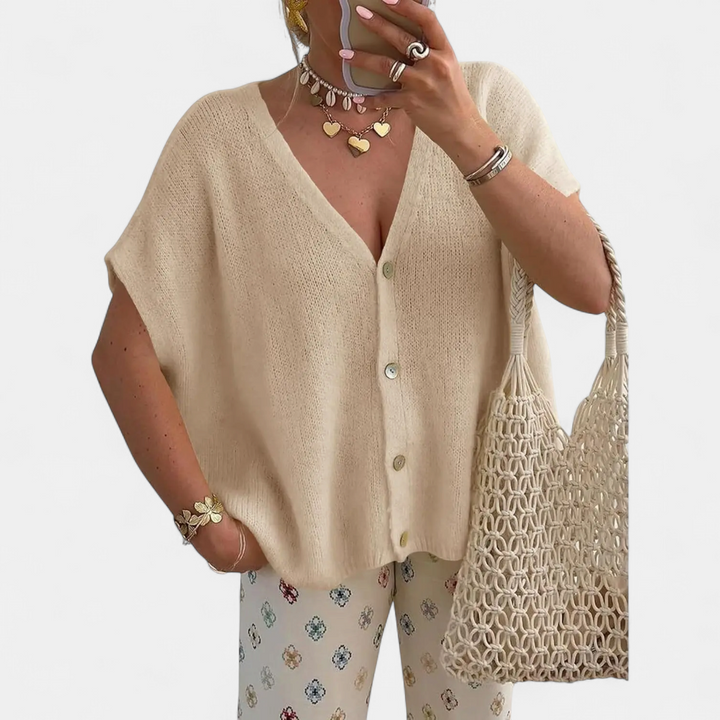 WINNIE | Hollow Knit Short Sleeve Cardigan
