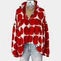 Women's Polka Dot Long Sleeve Blouse, Lantern Cuffs Ruffle Collar