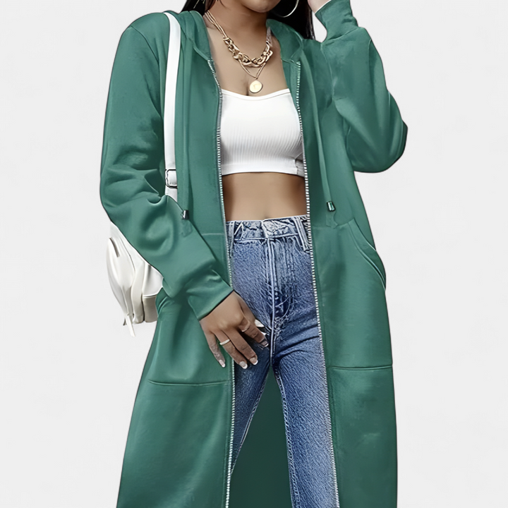 REESE | Cozy Letter-Print Zip-Up Hoodie Cardigan