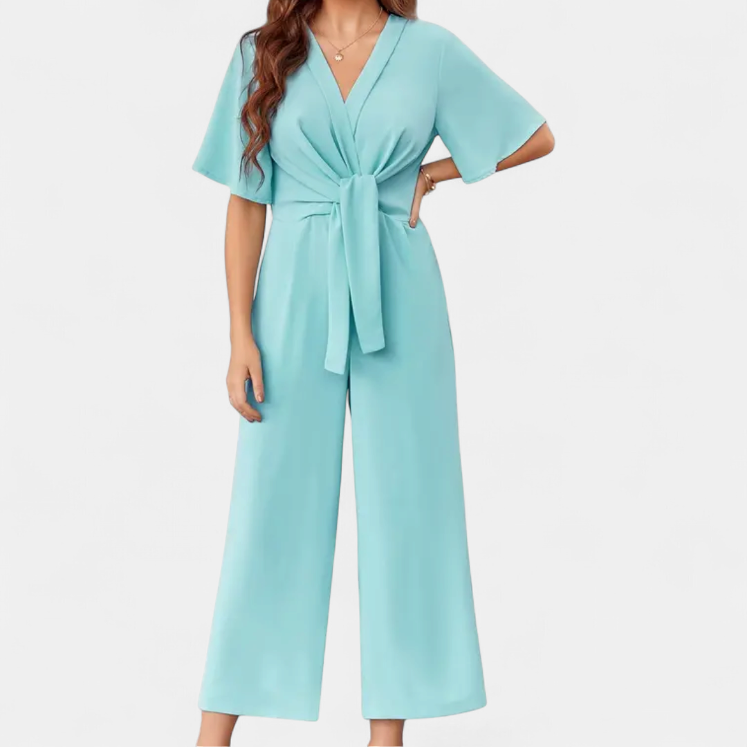PETRA | Minimalist V-Neck Wide Leg Jumpsuit