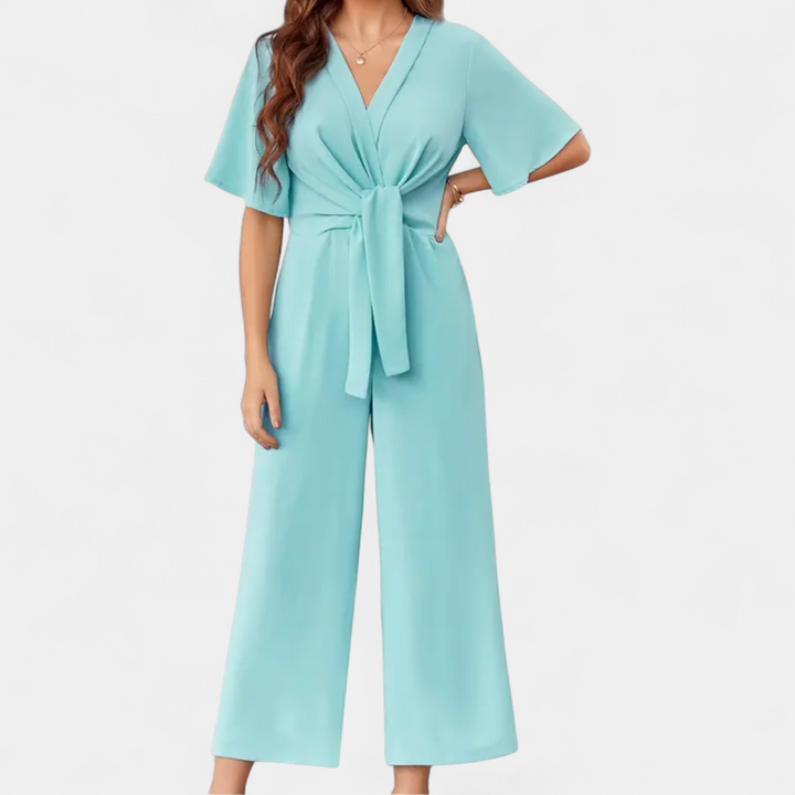 PETRA | Minimalist V-Neck Wide Leg Jumpsuit