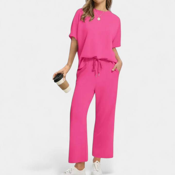 TALIA | Breezy Wide Leg Lounge Two Piece Set