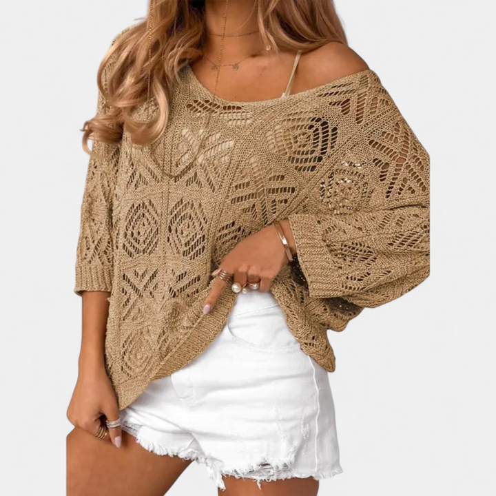 WAVERLY | Crochet Hollow-Out Batwing Sweater