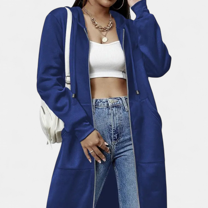 REESE | Cozy Letter-Print Zip-Up Hoodie Cardigan