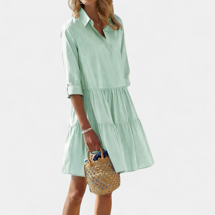 HALCYON | Striped Half-Button Layered Dress