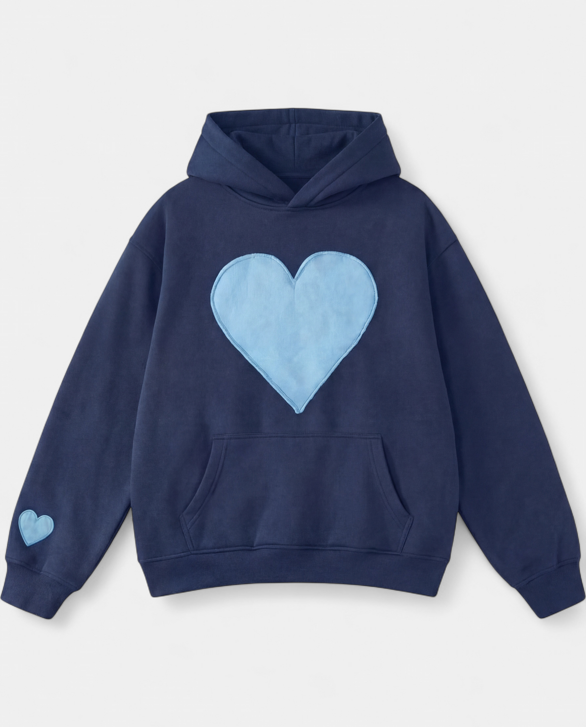 Women's Pullover Graphic Hoodie, Heart Applique Kangaroo Pocket