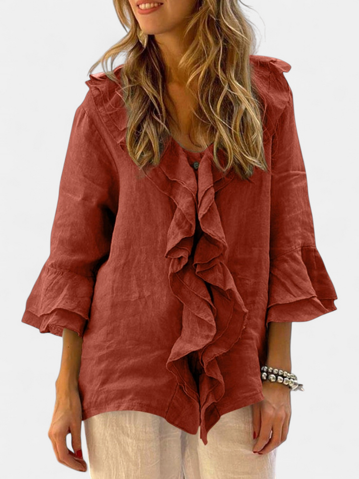 NADINE | Chic Bell Sleeve Ruffle Top
