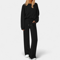 Women's Loungewear Matching Set, Fleece Drop Shoulder Wide Leg