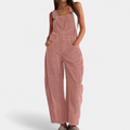 Women's Corduroy Bib Overalls, Adjustable Straps Barrel Leg Pockets