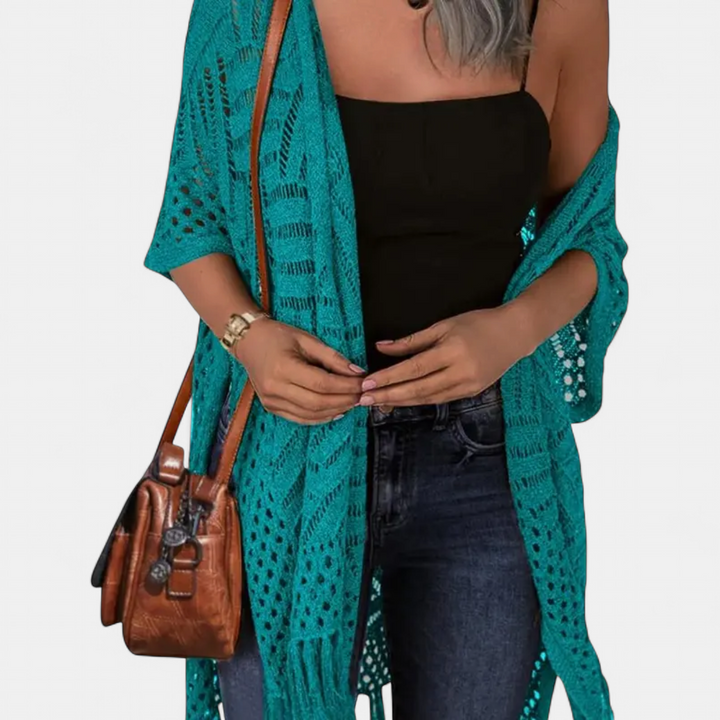 SOLÈNE | Boho Crochet Tassel Kimono Cardigan