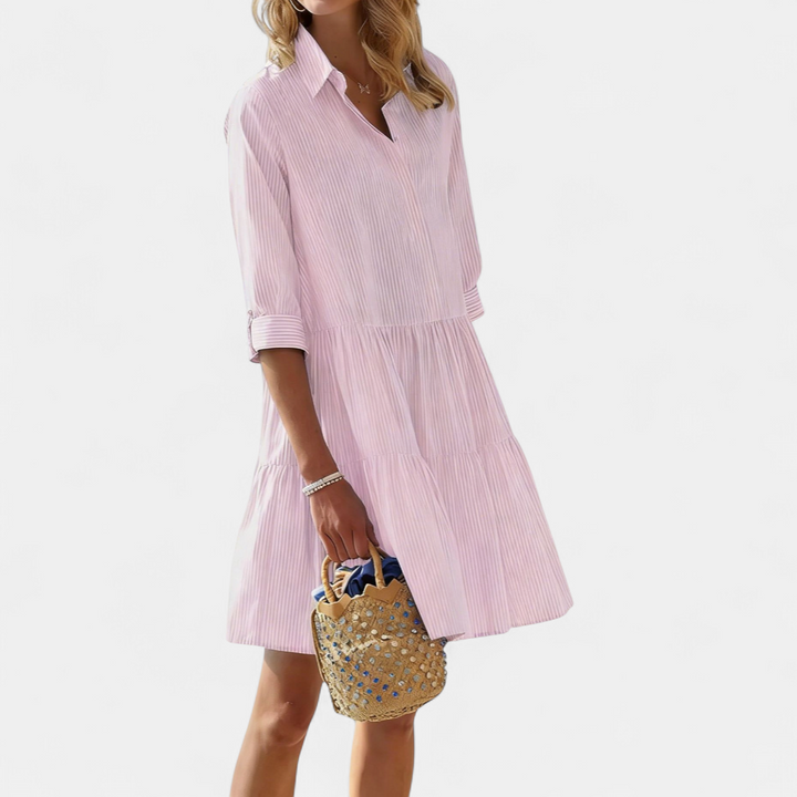 HALCYON | Striped Half-Button Layered Dress