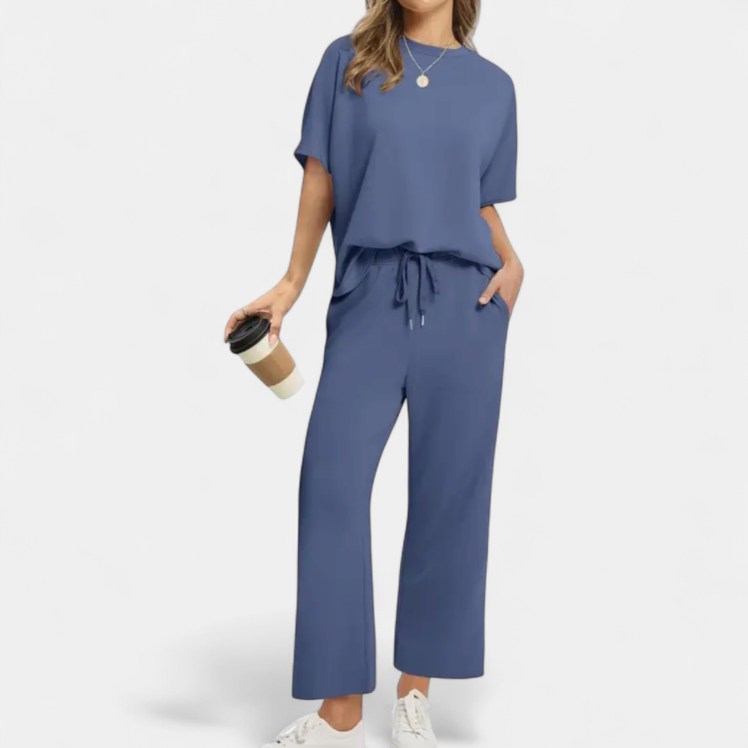 TALIA | Breezy Wide Leg Lounge Two Piece Set