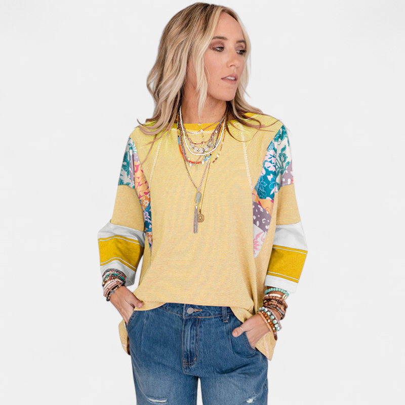 BAILEY | Lightweight Patchwork Batwing Top