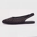 Women's Square Toe Woven Slingback Flats, Open Knit Elastic Back