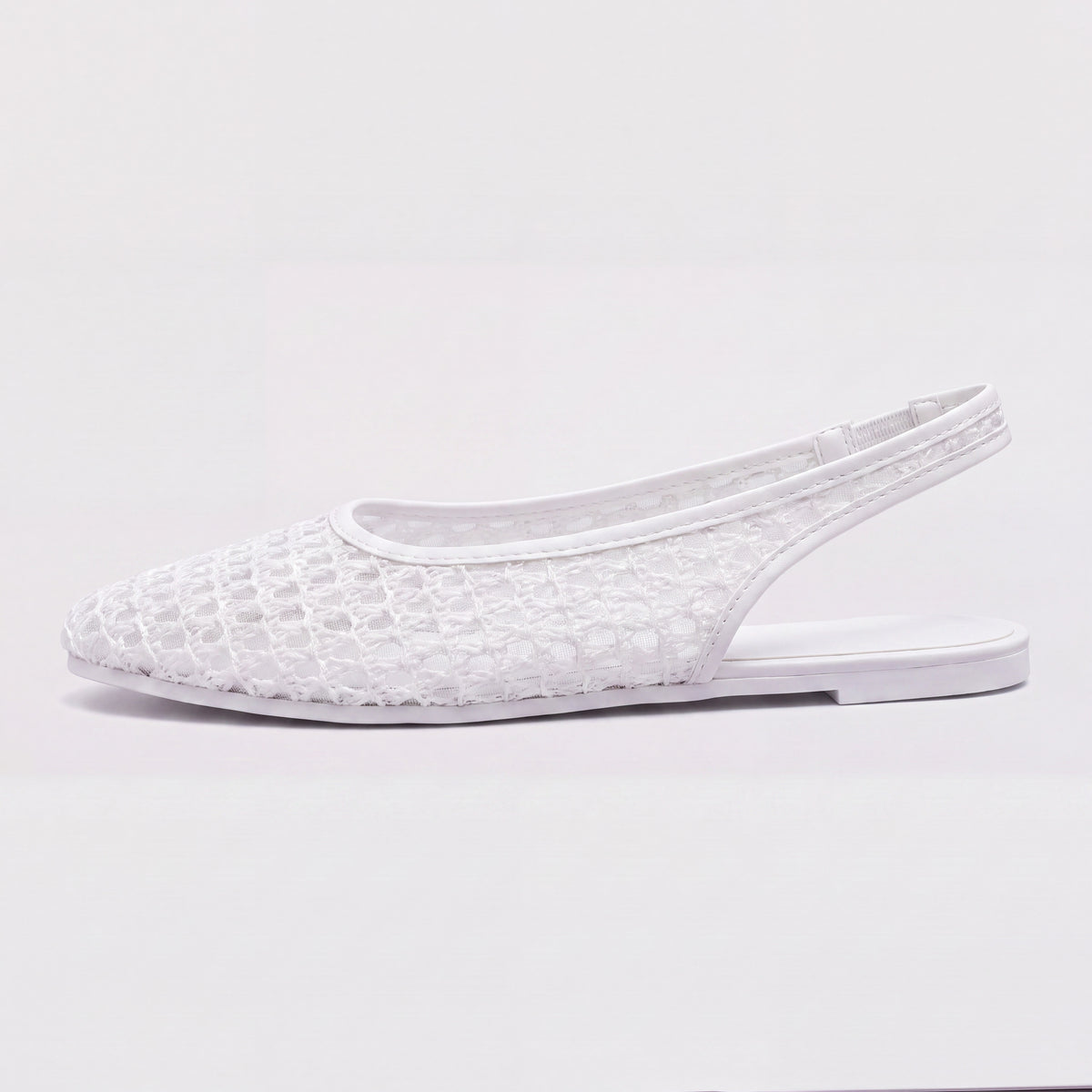 Women's Square Toe Woven Slingback Flats, Open Knit Elastic Back