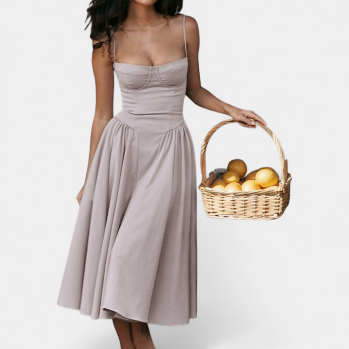 AUDRINA | Backless Adjustable Strap Midi Dress
