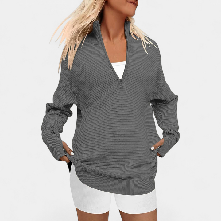 ENNA | Women Quarter Zip Rib Knit Pullover Sweater
