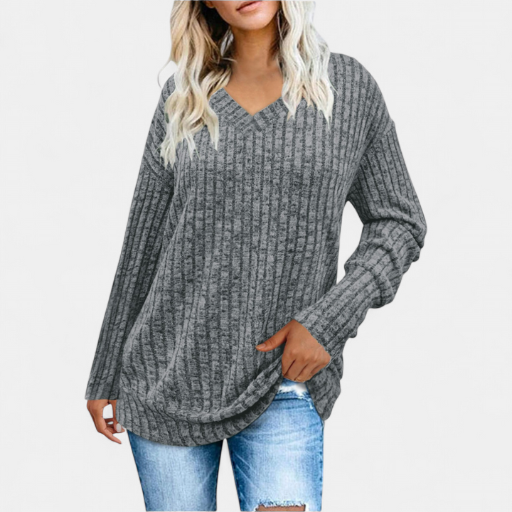 KASHA | Casual V-Neck Long Sleeve Sweater