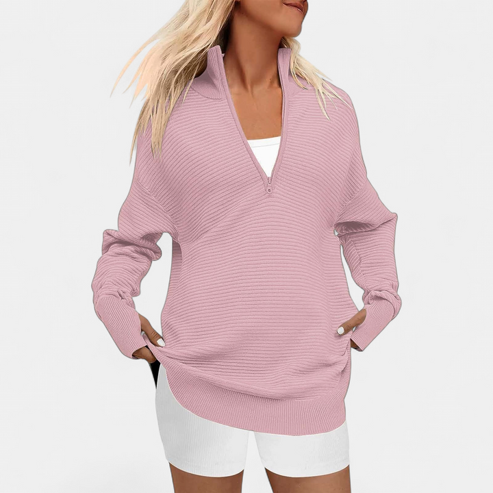 ENNA | Women Quarter Zip Rib Knit Pullover Sweater
