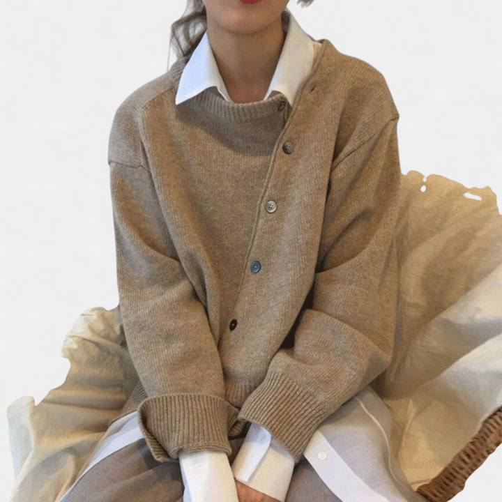 ALYCIA | Asymmetric Button Cardigan