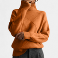 Women's Ribbed Knit Turtleneck Sweater, Diamond Texture Relaxed