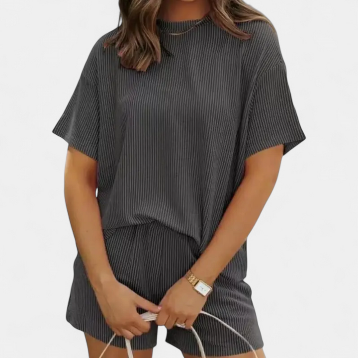 DOTTIE | Striped Ribbed Knit Lounge Set