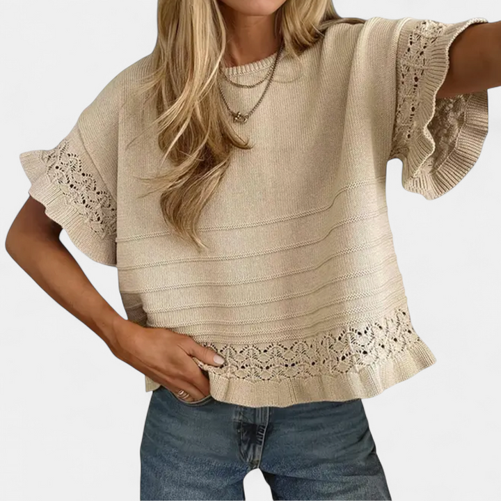 HAZEL | Ruffled Hem Knit Pullover Top