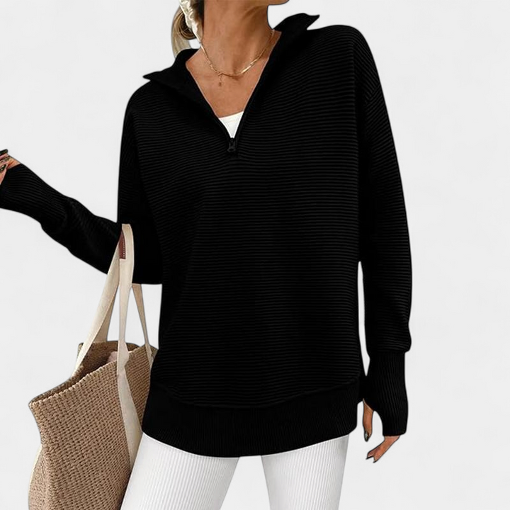 ENNA | Women Quarter Zip Rib Knit Pullover Sweater
