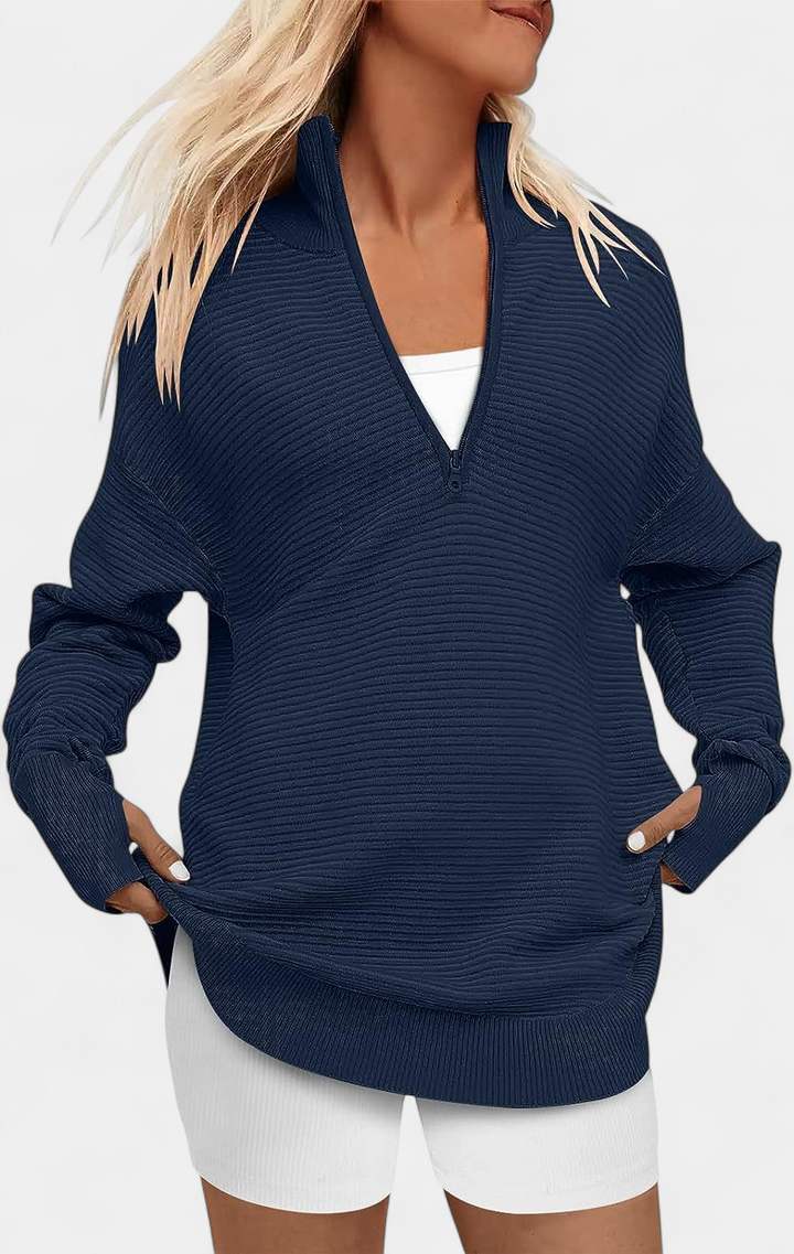 ENNA | Women Quarter Zip Rib Knit Pullover Sweater