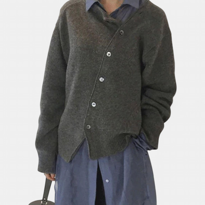 ALYCIA | Asymmetric Button Cardigan