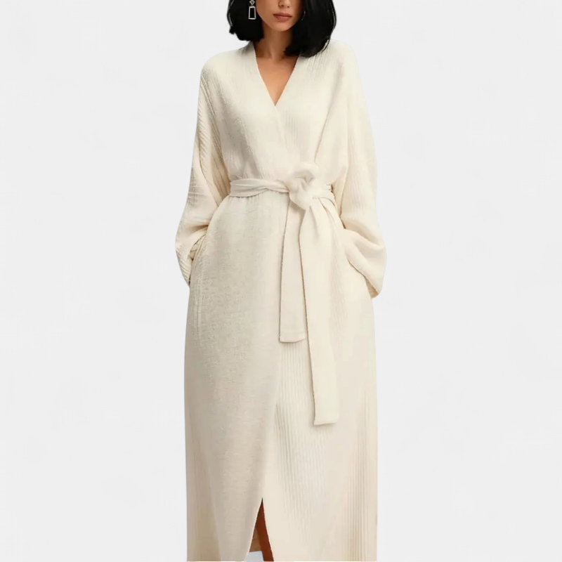 ADRINA | Cozy Longline Belted Knit Robe