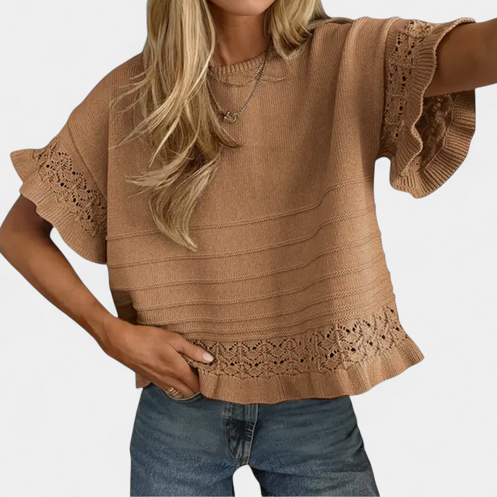 HAZEL | Ruffled Hem Knit Pullover Top