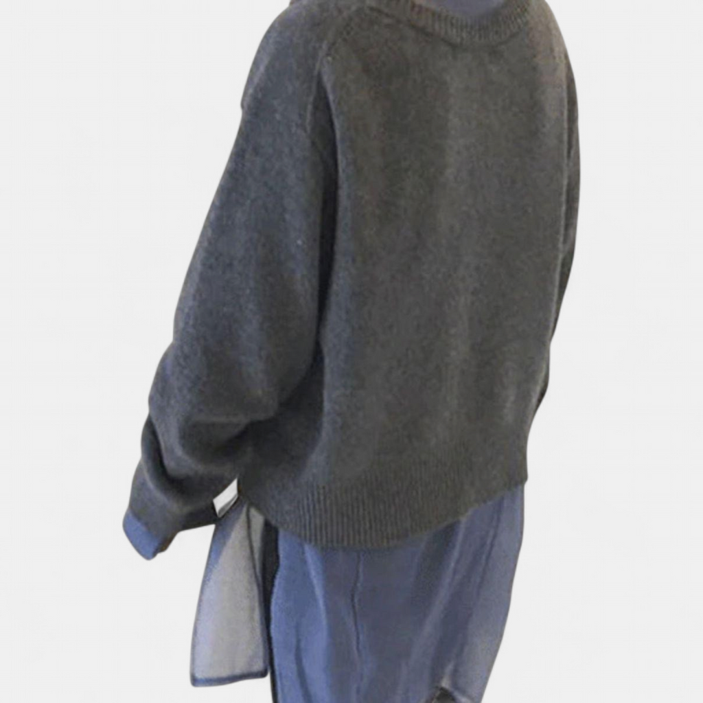 Women's Oversized Knit Cardigan Sweater, Asymmetric Button Front