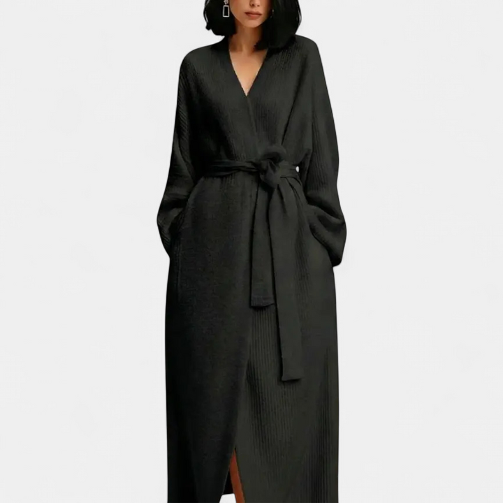 ADRINA | Cozy Longline Belted Knit Robe