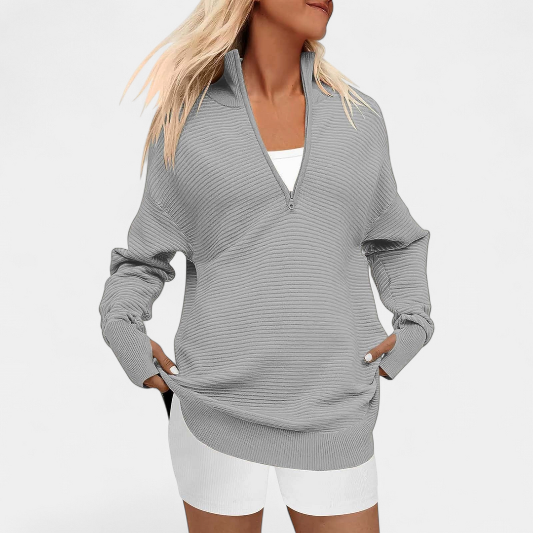 ENNA | Women Quarter Zip Rib Knit Pullover Sweater