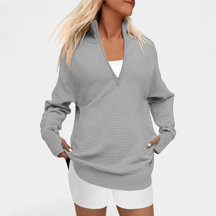 ENNA | Women Quarter Zip Rib Knit Pullover Sweater