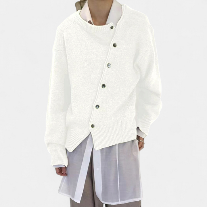 ALYCIA | Asymmetric Button Cardigan