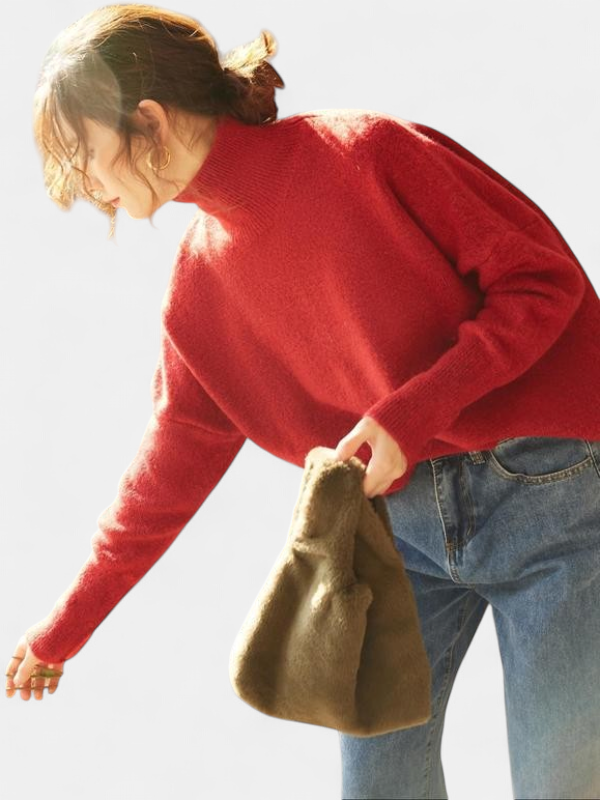 CAMILLE | Women High Neck Loose Knit Pullover Sweater