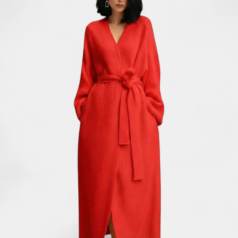 ADRINA | Cozy Longline Belted Knit Robe