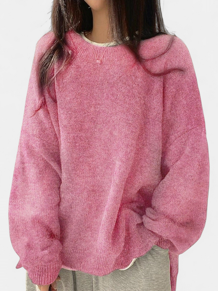 KIARA | Women's Drop Shoulder Split Hem Round Neck Sweater