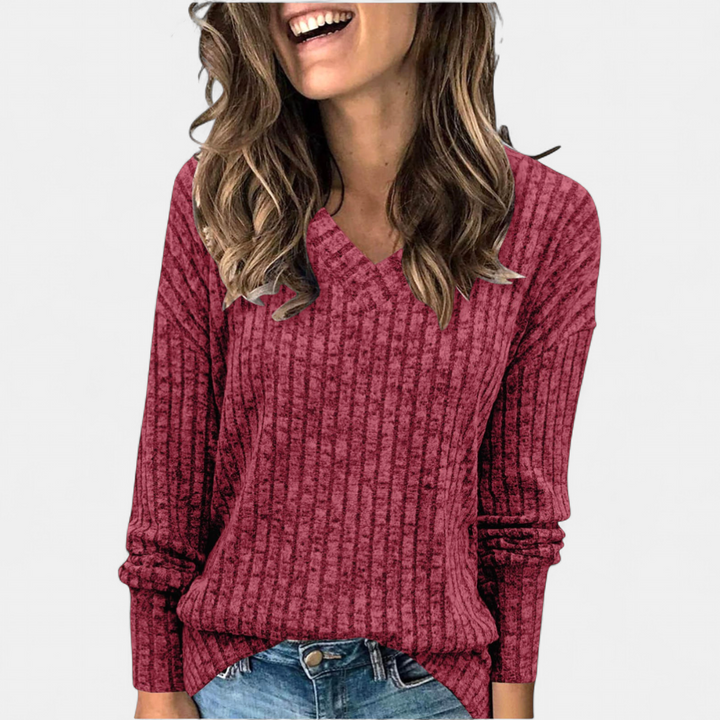 KASHA | Casual V-Neck Long Sleeve Sweater