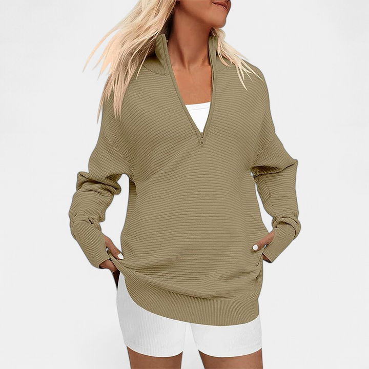 ENNA | Women Quarter Zip Rib Knit Pullover Sweater