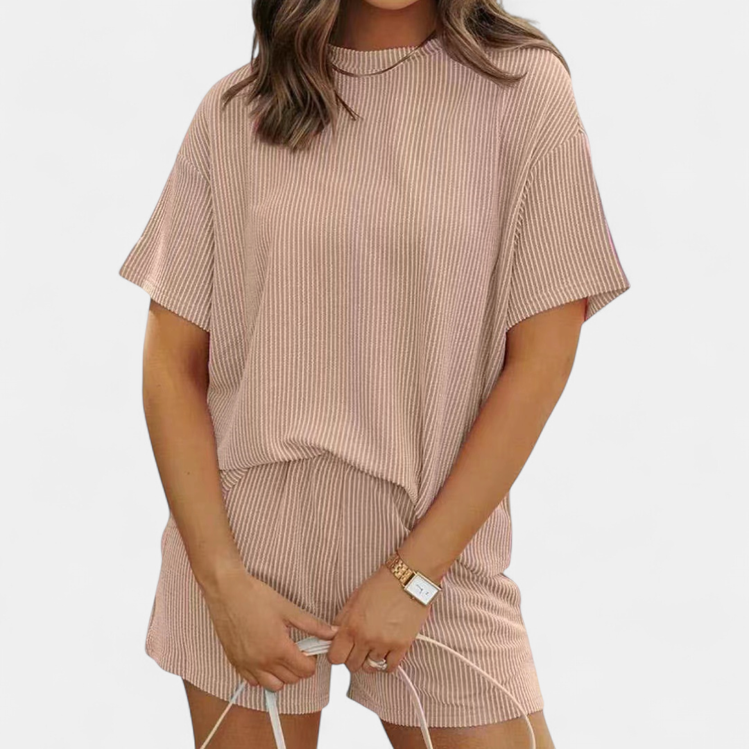 DOTTIE | Striped Ribbed Knit Lounge Set