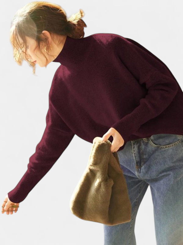 CAMILLE | Women High Neck Loose Knit Pullover Sweater