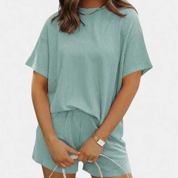 DOTTIE | Striped Ribbed Knit Lounge Set