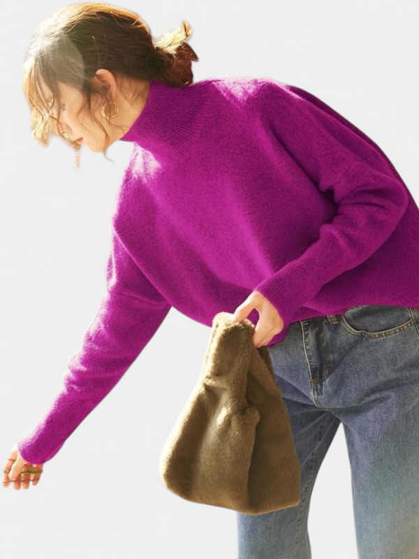 CAMILLE | Women High Neck Loose Knit Pullover Sweater